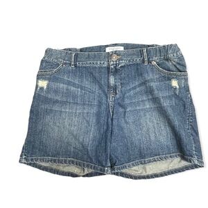 𝅺liz Lange Denim Maternity Shorts, Distressed, Medium
